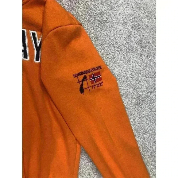 Scandinavian Explorer Norway Sweden Flags Orange Pullover Hoodie - Picture 5 of 7